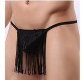 Sexy Men Sheer Mesh Sissy Tassels Skirted Lace Thongs